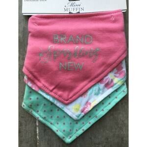 CUTIE PIE BABY 3 pack Bandana Bibs MINI MUFFIN Baby Girl NEW Cute Burp